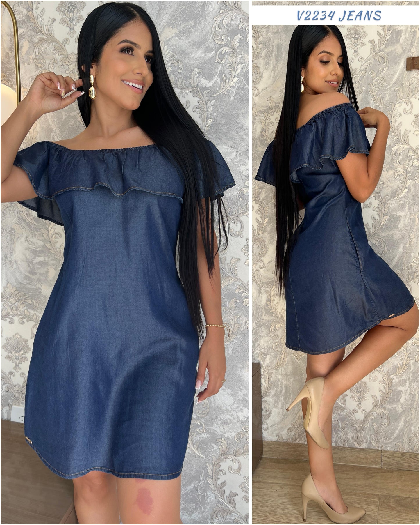 V2234-Vestido Campesina-Jeans Liviano