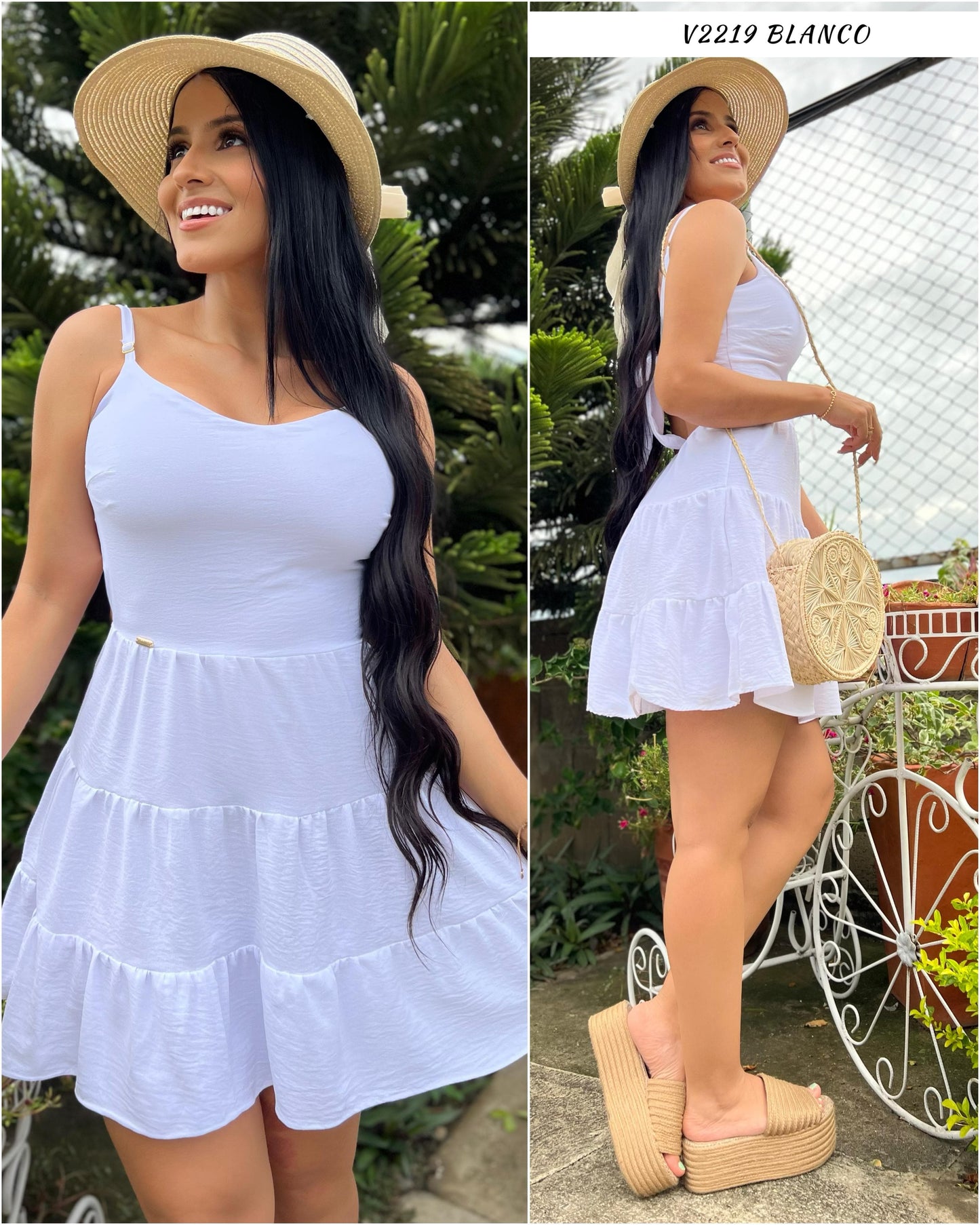 2219- Vestido con Moño y Tiras Ajustables-